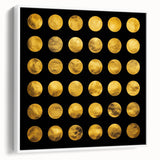 Geometric Abstract Wall Decor – Gold Circles on Black Canvas
