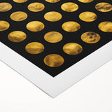 Geometric Abstract Wall Decor – Gold Circles on Black Canvas