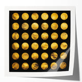 Geometric Abstract Wall Decor – Gold Circles on Black Canvas