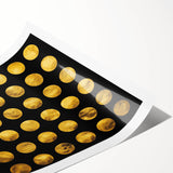 Geometric Abstract Wall Decor – Gold Circles on Black Canvas