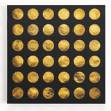 Geometric Abstract Wall Decor – Gold Circles on Black Canvas