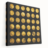 Geometric Abstract Wall Decor – Gold Circles on Black Canvas