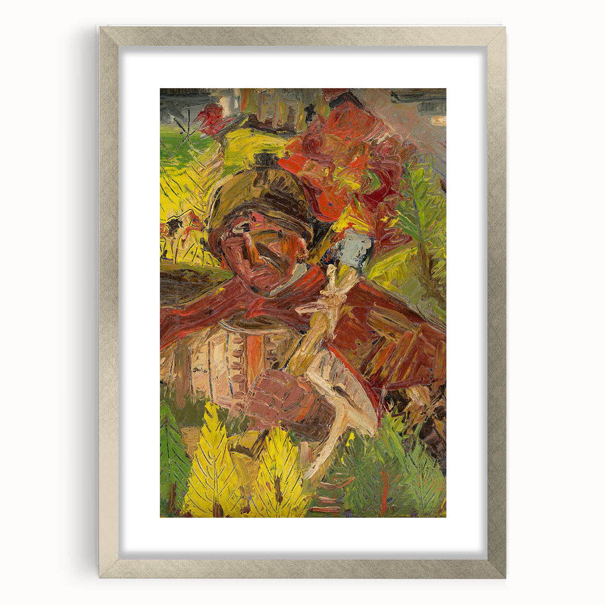 Vibrant Expressionist Lumberjack - Bold Nature-Inspired Wall Art