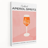 Large stretched canvas featuring a colorful illustration of various foods and beverages, ideal for kitchen wall art.