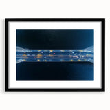 Black landscape bridge frame with a white mat, showcasing a modern design ideal for home decor. Perfect for displaying artwork or photos in stylish interiors.