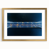Elegant gold-framed landscape bridge artwork with a white mat, showcasing intricate details and a modern aesthetic, perfect for home decor enhancement.