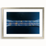 Silver landscape bridge frame with a white mat, showcasing a contemporary design. Ideal for enhancing home decor, this frame complements various art styles and settings.