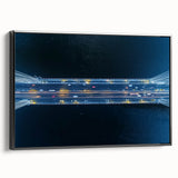 Framed canvas artwork depicting a serene landscape with a bridge, featuring rich colors and intricate details, ideal for home decor and nature enthusiasts.