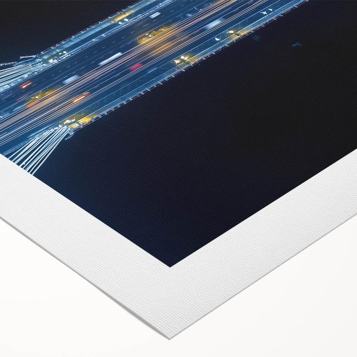 Landscape bridge rolled canvas artwork showcasing a serene nature scene with vibrant colors. Perfect for home decor, it's securely packaged in a protective cardboard tube.