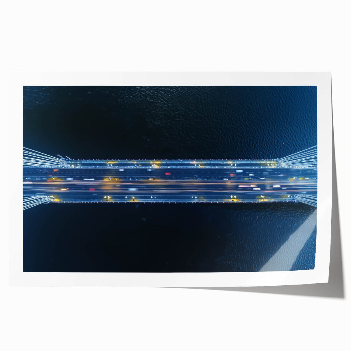 Stunning rolled print of a landscape bridge, showcasing vibrant colors and intricate details, elegantly packaged in a protective cardboard tube for safe delivery. Perfect for home decor enthusiasts seeking unique artwork.