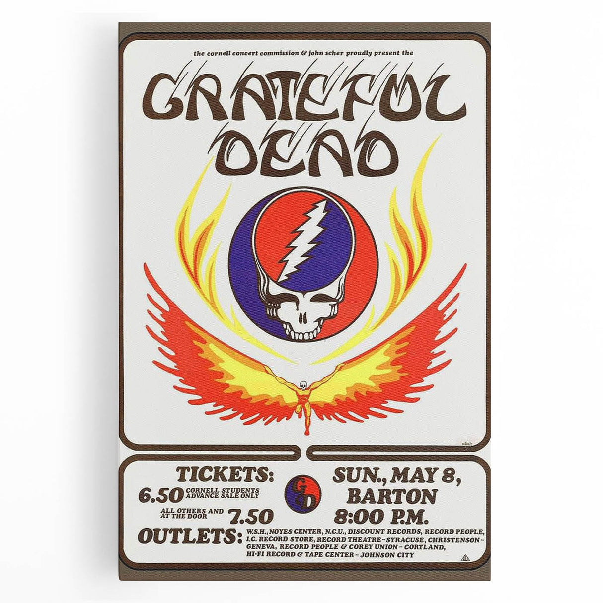 Grateful Dead Retro Wall Art - Vintage Barton Hall 1977 Poster