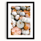 Abstract art print featuring textured, colorful autumn leaves on an extra large canvas, ideal for living room decor.