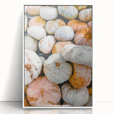 Art deco poster of autumn trees in muted orange and brown tones, framed acrylic, ideal for nursery wall decor.