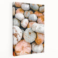Large stretched canvas featuring a fall-themed landscape with warm orange and brown tones, ideal for kitchen wall art.