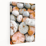 Large stretched canvas featuring a fall-themed landscape with warm orange and brown tones, ideal for kitchen wall art.