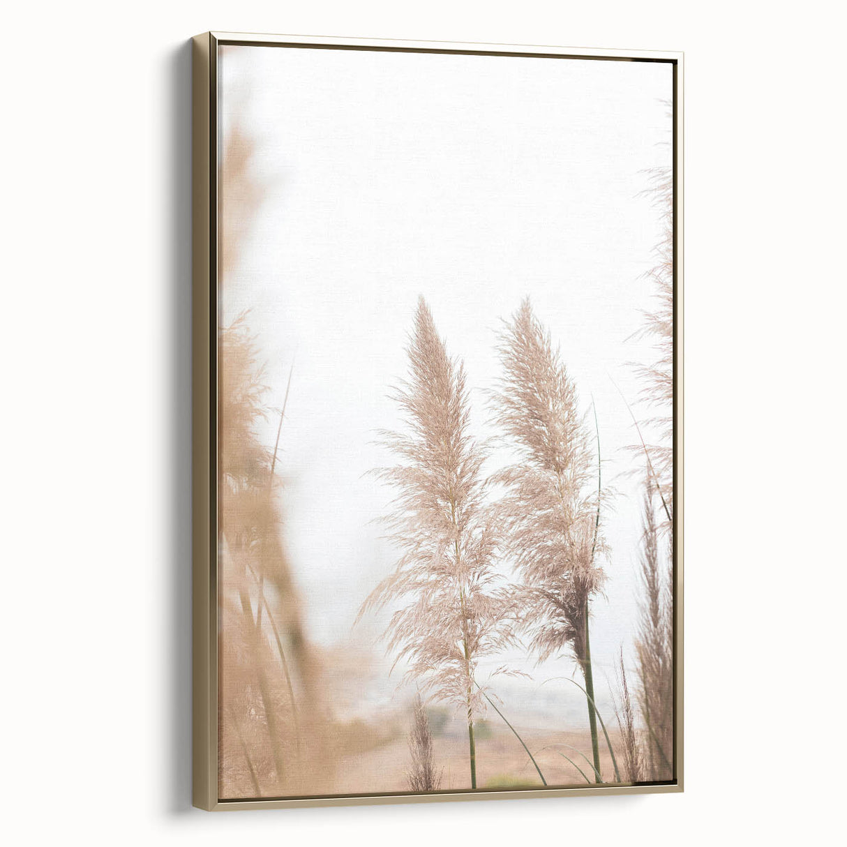 Vintage poster art of a summer landscape on framed canvas, with warm gold and black tones, ideal for bedroom wall decor.
