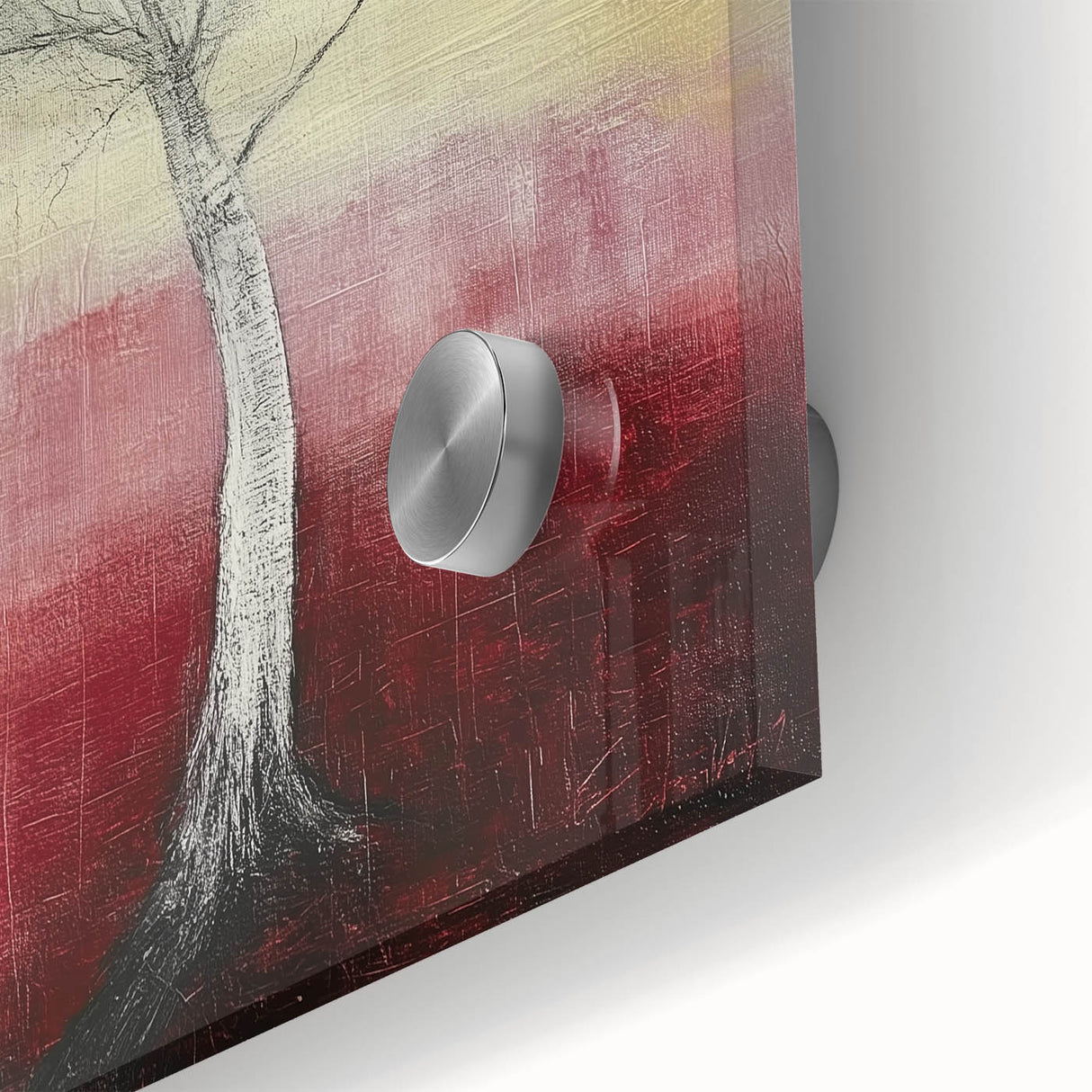 Abstract Tree Wall Art – Bold Red & Yellow Dining Print