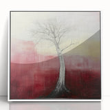 Abstract Tree Wall Art – Bold Red & Yellow Dining Print