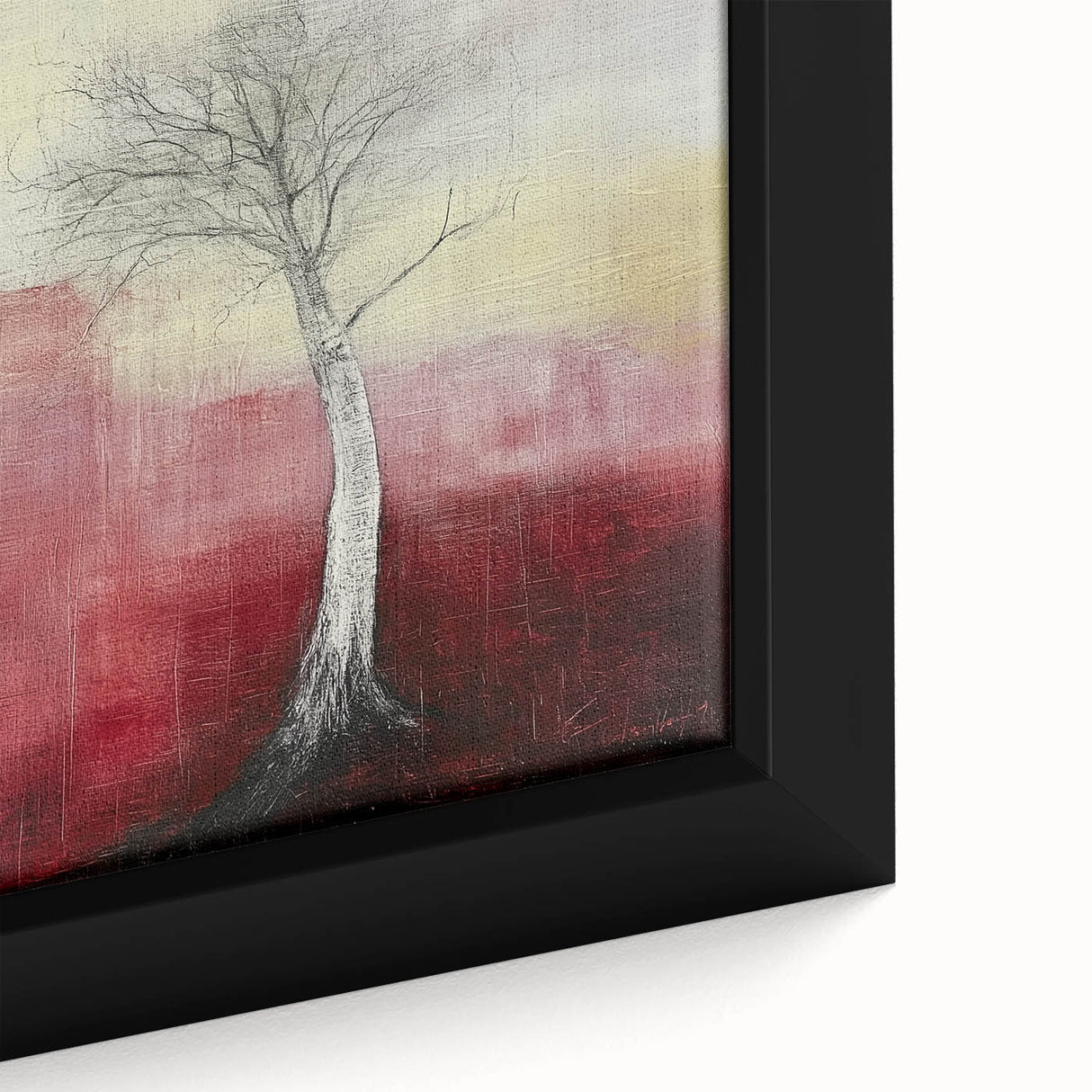 Abstract Tree Wall Art – Bold Red & Yellow Dining Print