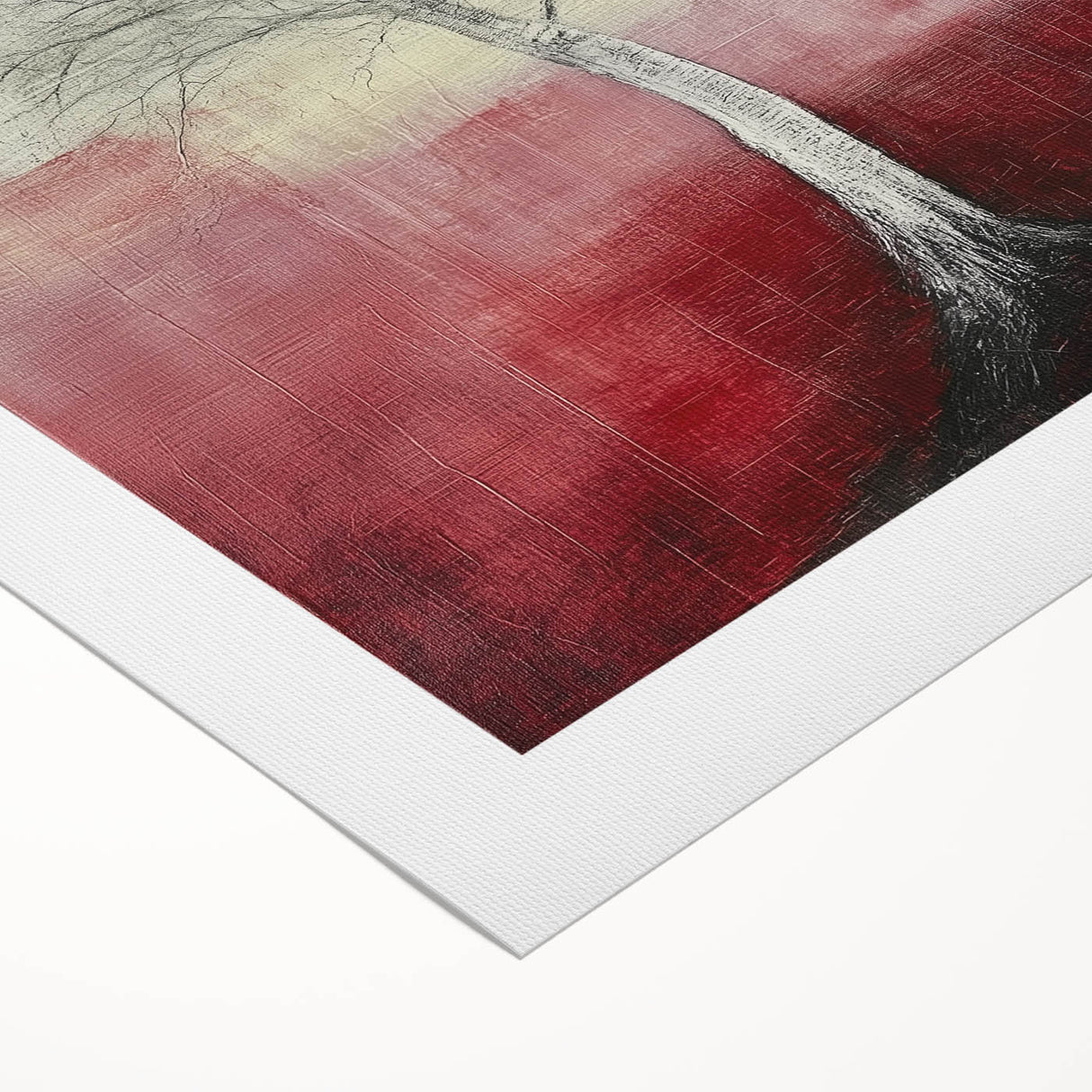 Abstract Tree Wall Art – Bold Red & Yellow Dining Print