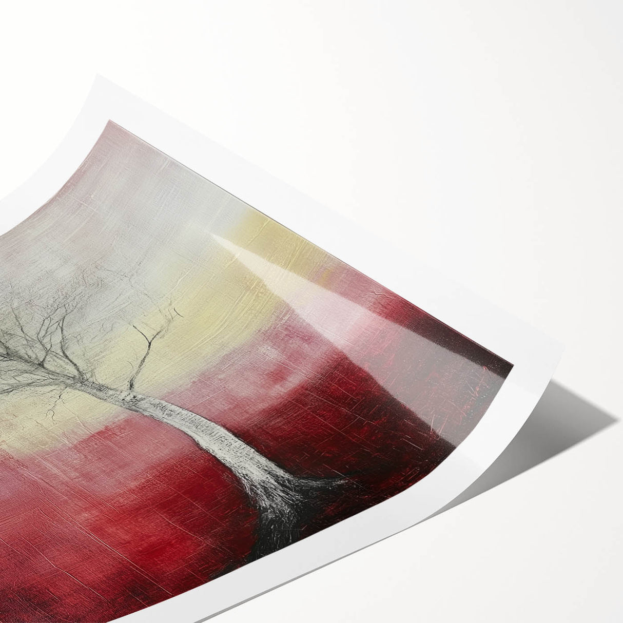Abstract Tree Wall Art – Bold Red & Yellow Dining Print