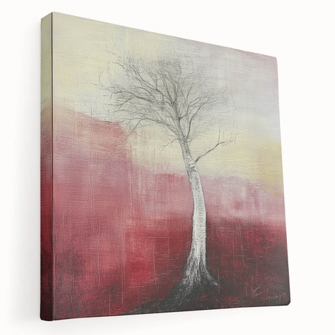 Abstract Tree Wall Art – Bold Red & Yellow Dining Print