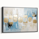 Gold & Blue Geometric Abstract - Modern Living Room Wall Art