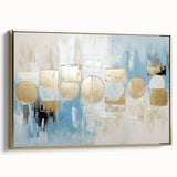 Gold & Blue Geometric Abstract - Modern Living Room Wall Art