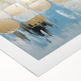 Gold & Blue Geometric Abstract - Modern Living Room Wall Art