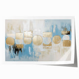 Gold & Blue Geometric Abstract - Modern Living Room Wall Art