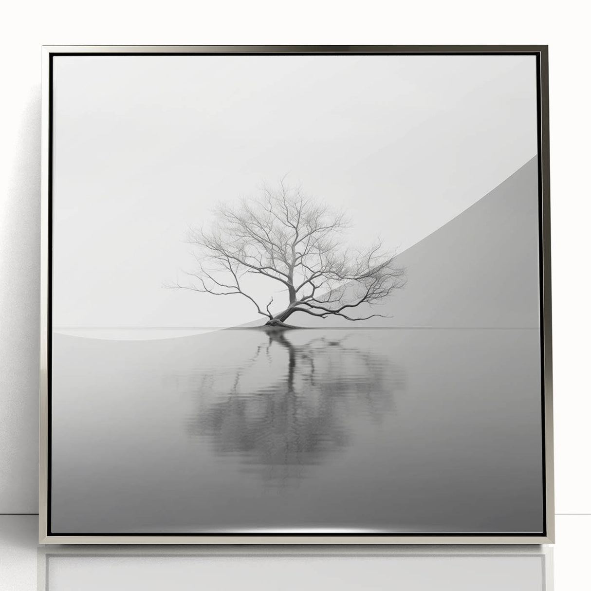 Framed abstract floral wall art featuring vibrant colors and intricate designs set in a sleek silver acrylic frame, enhancing modern home decor.