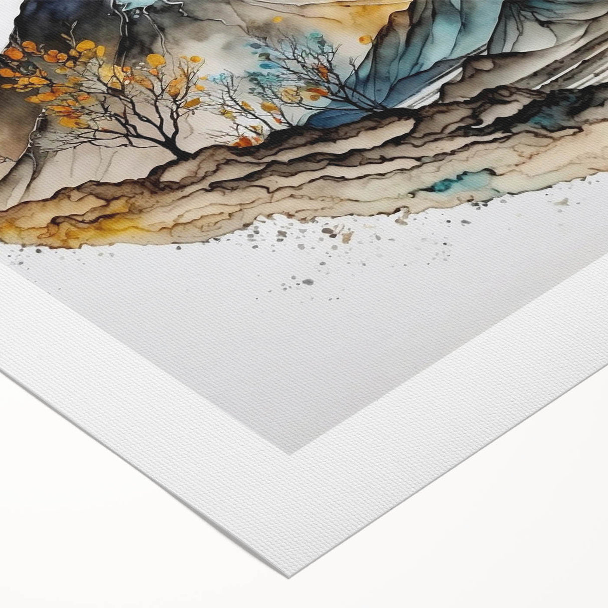 Abstract landscape wall art on rolled canvas, showcasing vibrant colors and fluid shapes, ideal for modern home decor. Packaged securely in a durable tube for easy shipping and protection.