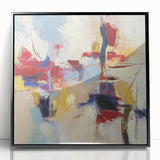 Colorful Abstract Wall Art – Expressive Red, Blue, and Yellow