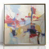 Colorful Abstract Wall Art – Expressive Red, Blue, and Yellow