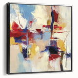 Colorful Abstract Wall Art – Expressive Red, Blue, and Yellow