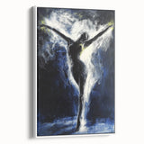 Framed abstract figurative canvas art in white, showcasing a modern design with soft curves and subtle colors, perfect for contemporary home decor.