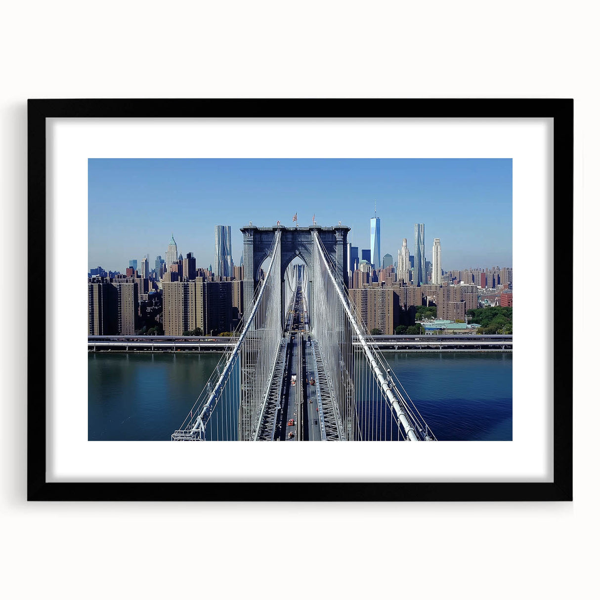 Landscape bridge frame in matte black finish showcasing a modern design, ideal for displaying art or photographs. Perfect for contemporary home decor.