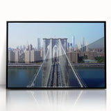 Framed acrylic wall art depicting a landscape bridge in a serene natural setting, featuring vibrant colors and intricate details, ideal for modern home decor.