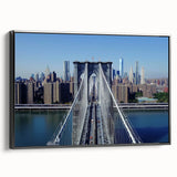 Framed canvas artwork of a landscape bridge in a serene setting, showcasing vibrant colors and intricate details, ideal for home decor or office space enhancement.