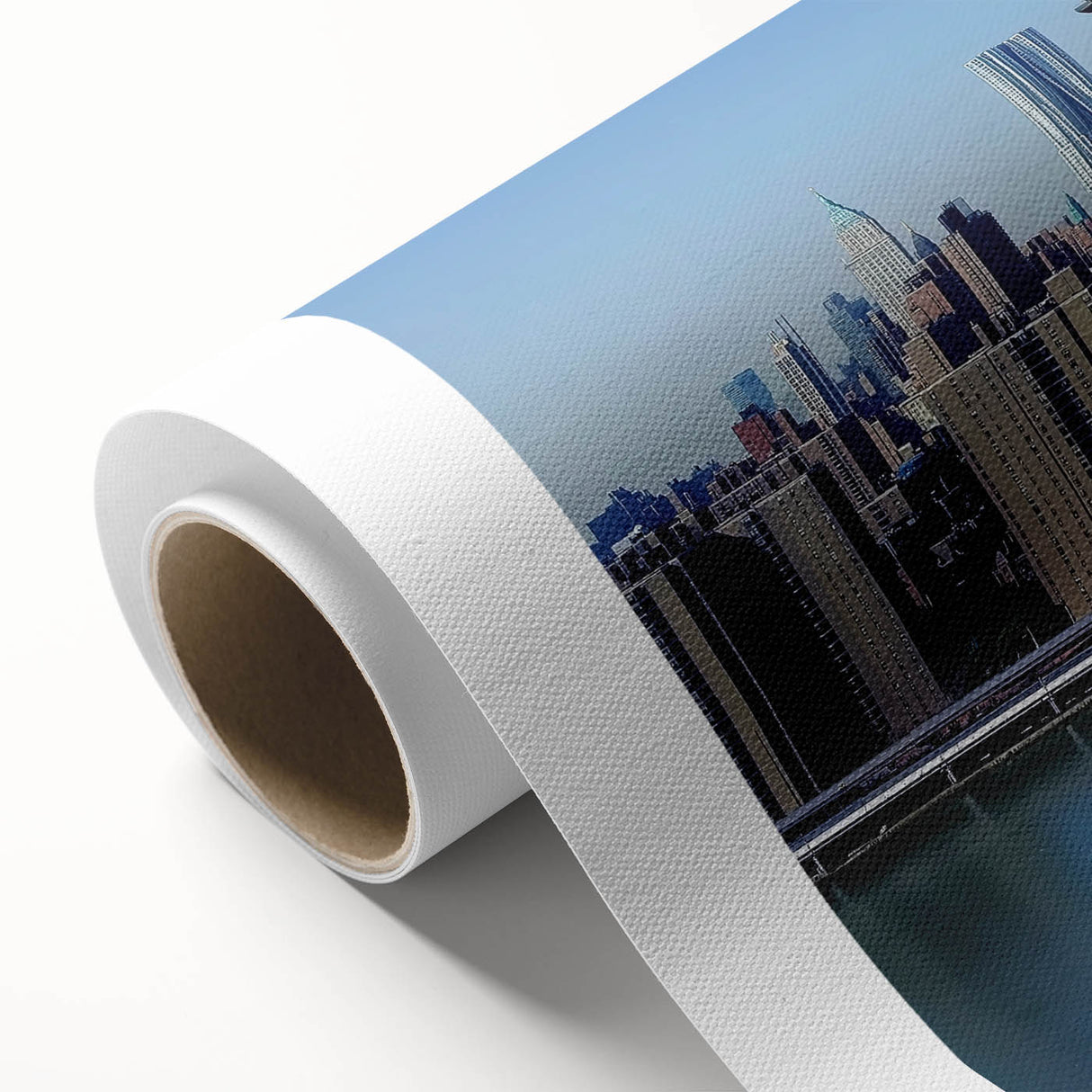 Landscape bridge design rolled canvas print showcasing vibrant colors and intricate details, elegantly packaged in a durable cardboard tube for safe shipping.