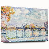 Paris Bridge Scene - Modern Wall Art of Pointillist Cityscape