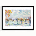 Paris Bridge Scene - Modern Wall Art of Pointillist Cityscape