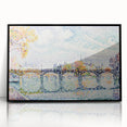 Paris Bridge Scene - Modern Wall Art of Pointillist Cityscape