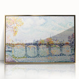 Paris Bridge Scene - Modern Wall Art of Pointillist Cityscape
