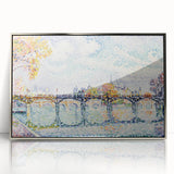Paris Bridge Scene - Modern Wall Art of Pointillist Cityscape