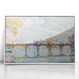 Paris Bridge Scene - Modern Wall Art of Pointillist Cityscape
