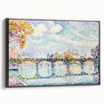Paris Bridge Scene - Modern Wall Art of Pointillist Cityscape