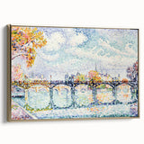 Paris Bridge Scene - Modern Wall Art of Pointillist Cityscape