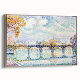 Paris Bridge Scene - Modern Wall Art of Pointillist Cityscape