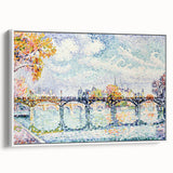 Paris Bridge Scene - Modern Wall Art of Pointillist Cityscape